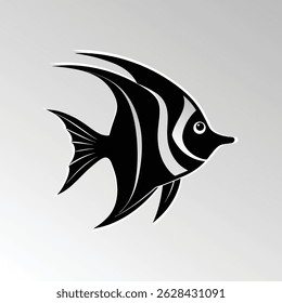 angel fish silhouette on white background