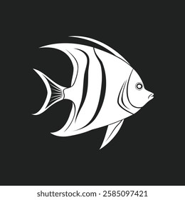 Angel Fish Silhouette Vector Illustration for Marine and Ocean