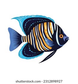 angel fish vector 2d flat color white background