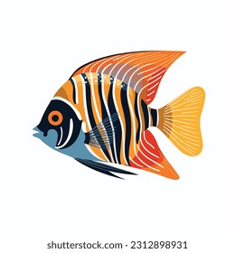 angel fish vector 2d flat color white background