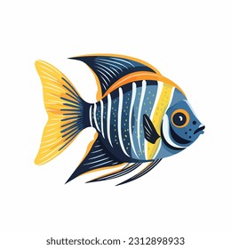 angel fish vector 2d flat color white background