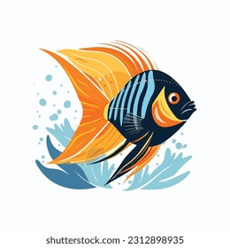 angel fish vector 2d flat color white background