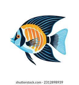 angel fish vector 2d flat color white background