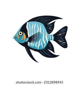 angel fish vector 2d flat color white background