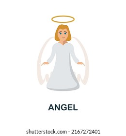 Angel flat icon. Colored element sign from christmas collection. Flat Angel icon sign for web design, infographics and more.