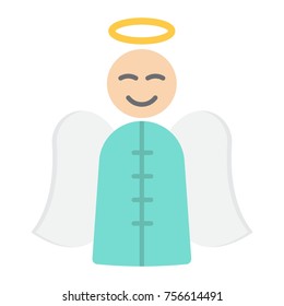 Angel flat icon, New year and Christmas, xmas sign vector graphics, a colorful solid pattern on a white background, eps 10.