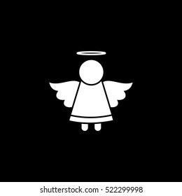 Angel Flat Icon On Black Background