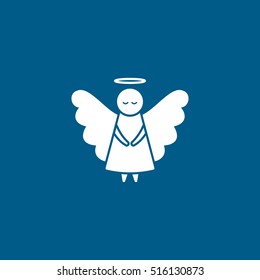 Angel Flat Icon On Blue Background