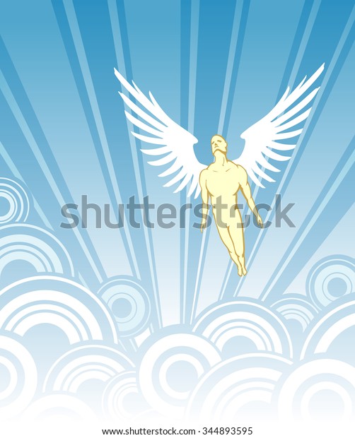 Angel Flightvector Illustration Angel Soaring Skies Stock - 