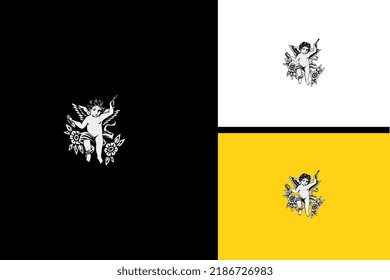 angel and flowers vector black and white
