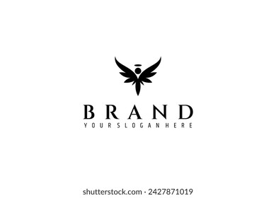  Angel fly sign logo design template flat vector illustration