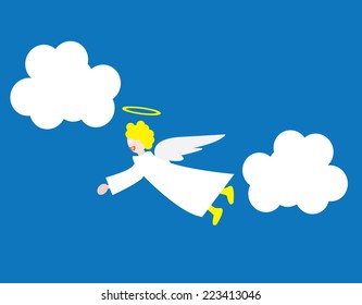 angel flying among the clouds