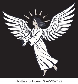 angel flying in black background