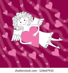 Angel flying with a heart in his hands
