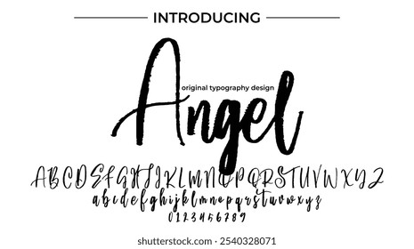 Angel Font Stylish brush painted an uppercase vector letters, alphabet, typeface