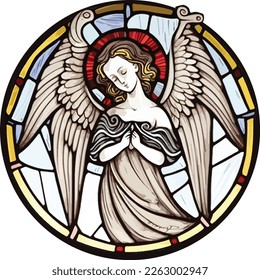 Angel with four wings, stained glass, seraphim