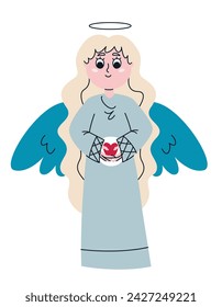 Angel front view. Cute character in doodle style.
