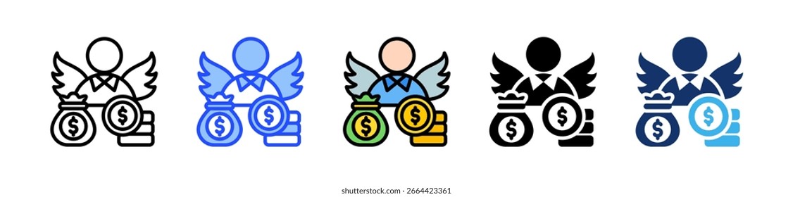 Colección del icono del fondo del ángel con los estilos múltiples