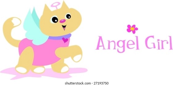 Angel Girl Cat Vector