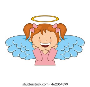 angel girl character icon vector illustration design