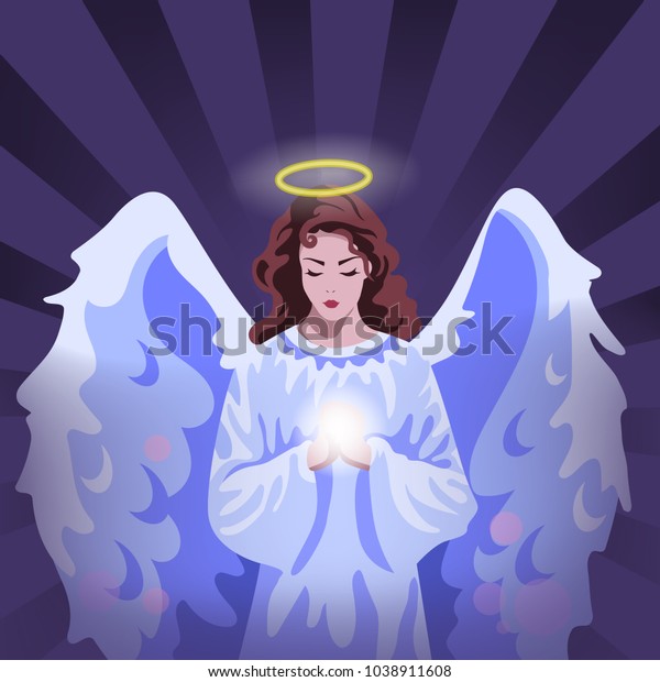 Angel Girl Curly Tear Wings Stock Vector (royalty Free) 1038911608 