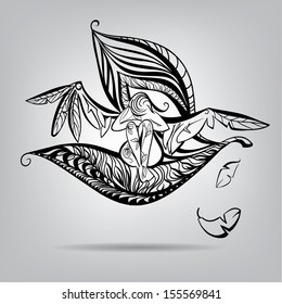 angel girl with elements of vegetation
