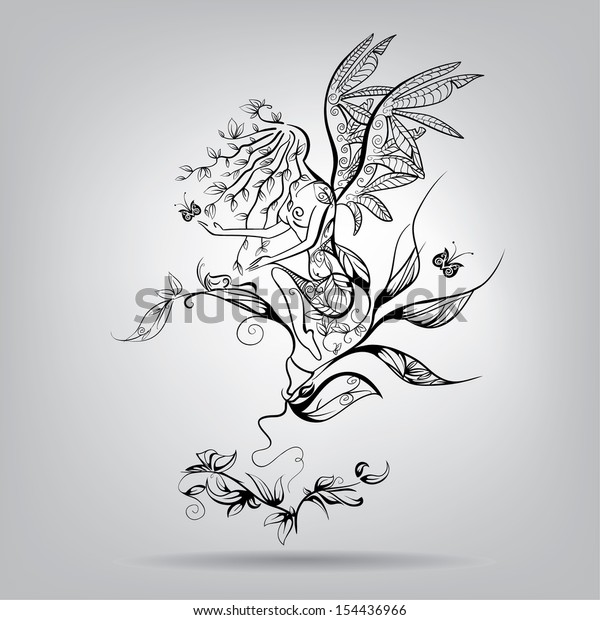 Angel Girl Elements Vegetation Stock Vector (Royalty Free) 154436966