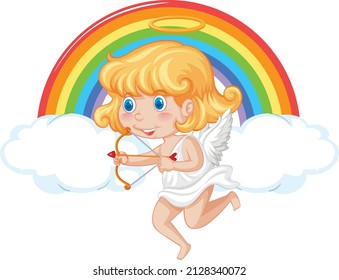Angel girl holding bow and arrow cartoon character illustration