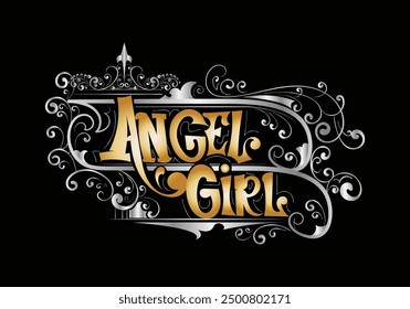 ANGEL GIRL lettering custom style design