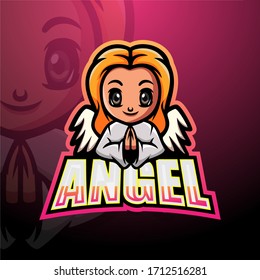 Angel girl mascot esport logo design