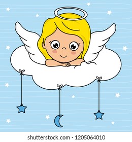 Angel girl on top of a cloud