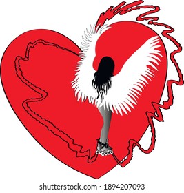 Angel Girl with red heart 