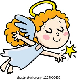 angel girl show a star