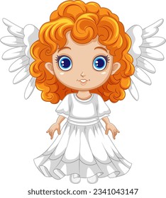 Angel Girl with Wings Cartoon Character illustration