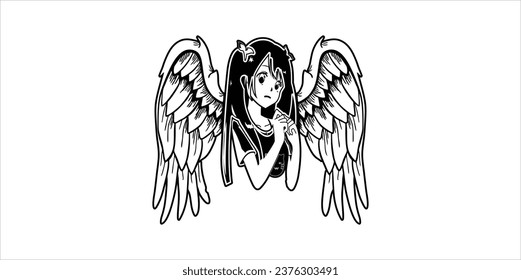 angel girl wings this file is used to laser print t-shirt printing uv print and engraving