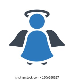 angel glyph colour vector icon
