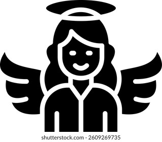 Angel Glyph Icon Vector Design
