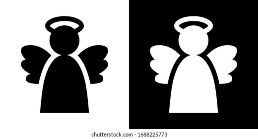 Angel. Glyph Icon in White and Black Version.