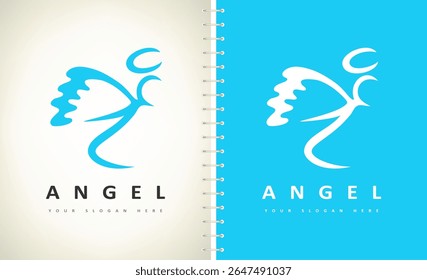 Angel of god with halo and wings logo vector