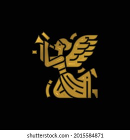 Angel gold plated metalic icon or logo vector