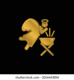 Angel gold plated metalic icon or logo vector