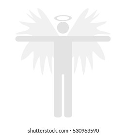 Angel Gray Icon Symbol Design. Vector  illustration isolated on white background. Angel silhouette.