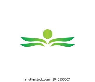 Angel with green color icon logo design concept