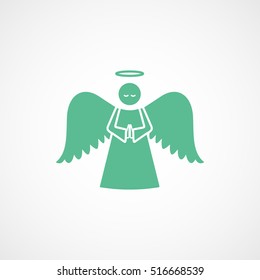 Angel Green Flat Icon On White Background