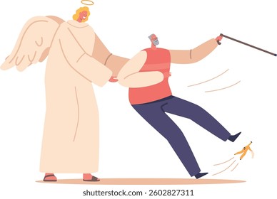 Angel guardian caring catching elderly