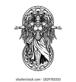 Angel Guardian Illustration For Design Merchandise