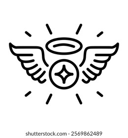 Angel halo icon in outline style 