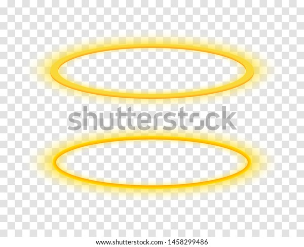 天使のハロー環聖アウレオールのアイコン ニンバスの金の円のリアルなエレメントを持つ聖なる輪の天使のハロ のベクター画像素材 ロイヤリティフリー