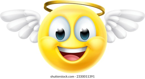 An angel with a halo and wings emoji emoticon man face cartoon icon mascot