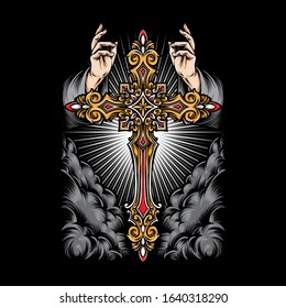 angel hand with cross vector